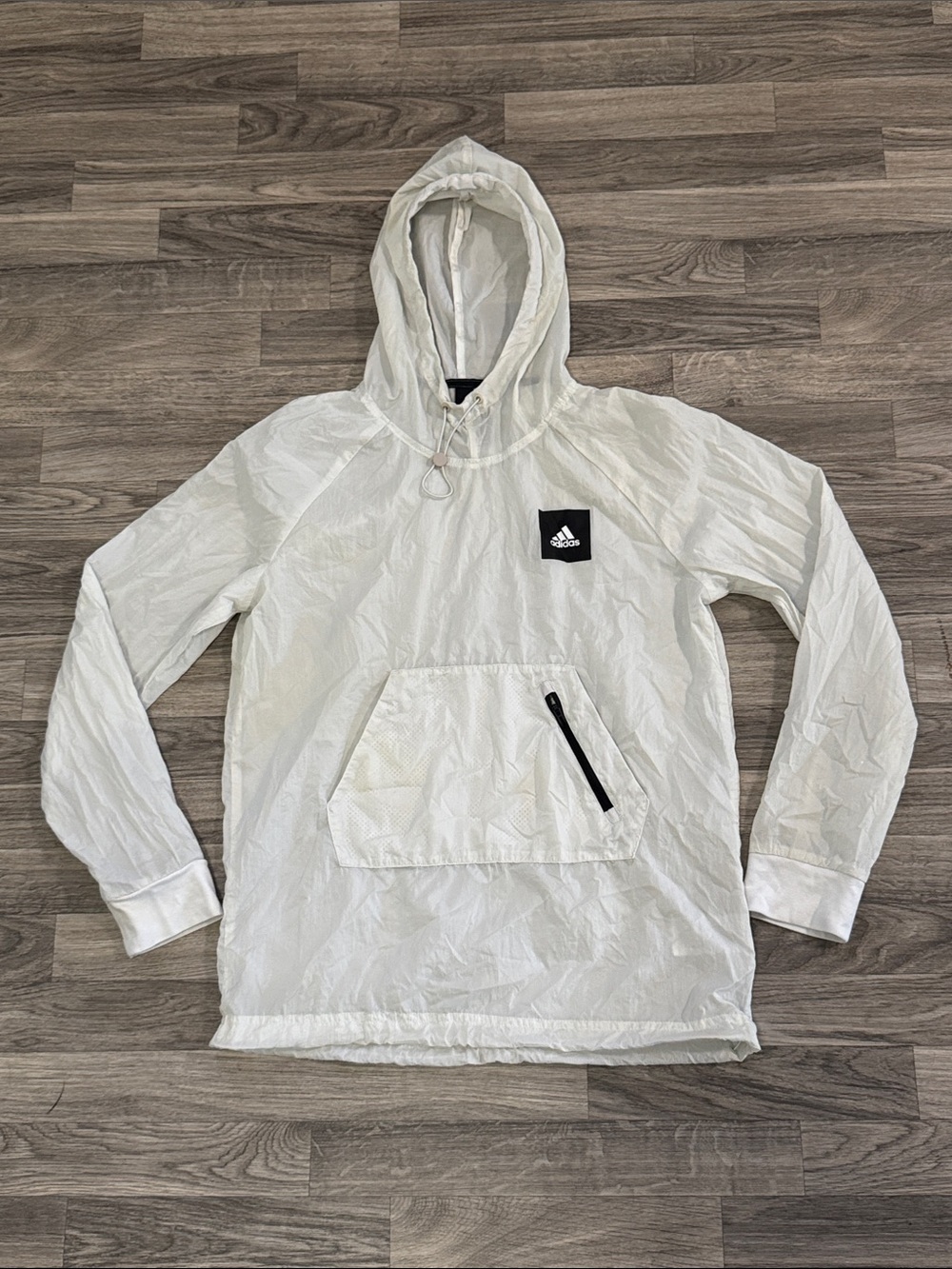 Adidas sheer lightweight windbreaker pullover hoodie men’s sz S